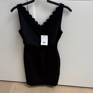 Topshop Black Scalloped Mini Dress
